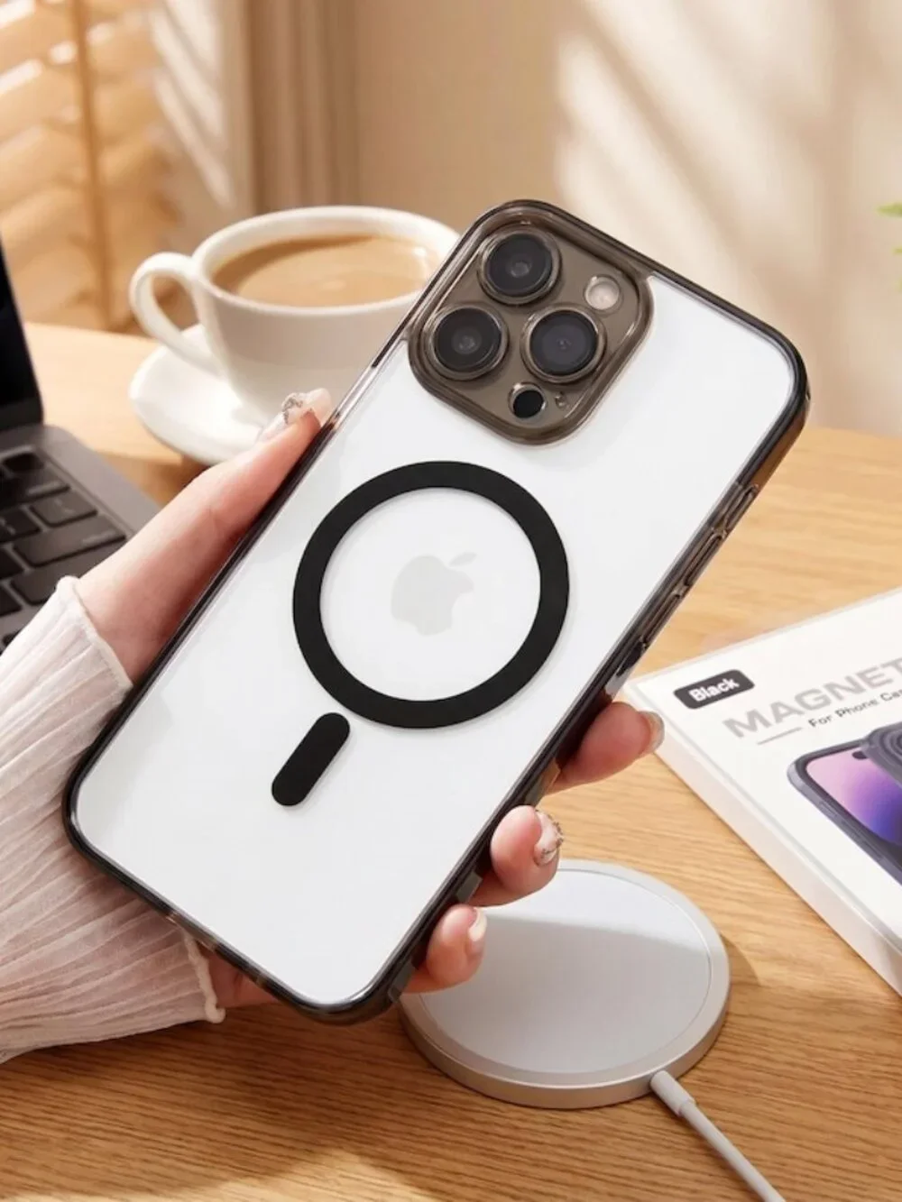 Magnetic Clear Shield iPhone Case - Black Edge MagSafe